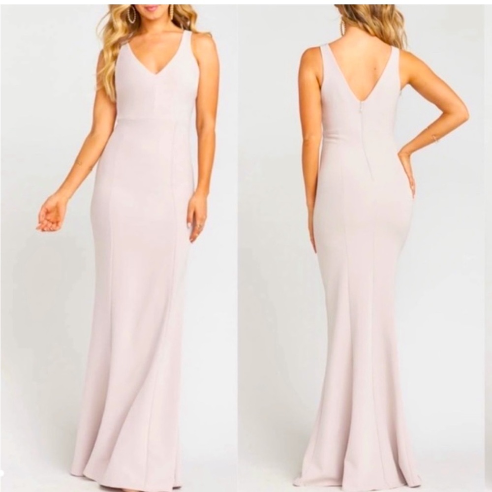 Show Me Your MuMu Morgan Pink Stretch Crepe Sleeveless V-Neck Bridesmaid Gown M